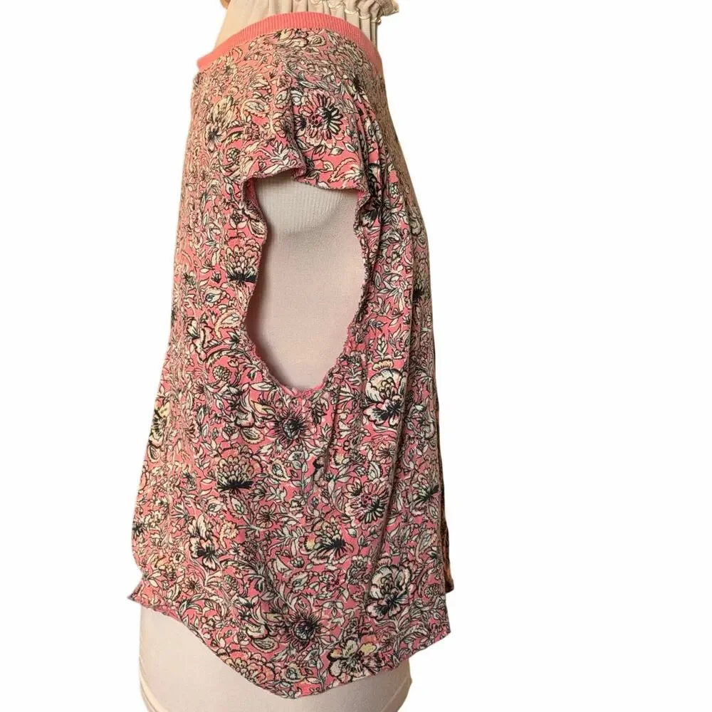 Free People FP Movement Poppy Dreams Tee | Floral Top | Coral Pink | Size S - Picture 4 of 9